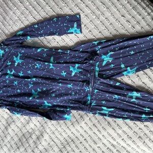 Navy Pajama Set with Teal Star & Airplane Print